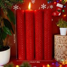 Velas de Panal de Cera de Abeja (Juego de 4 Piezas) | Velas de Pilar de 6 Pulgadas Vertidas a Mano para Centro de Mesa | Diseño de Panal Hecho a Mano | Velas sin Humo para Decoración del Hogar y Regalos de Vacaciones | Velas de Centro de Mesa de Boda de Cera de Abeja, Velas de Larga Duración, Juego de Regalo para Apicultores - Carmesí - Juego de 4 piezas - Ver 11