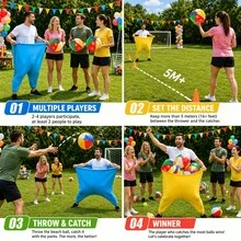 2 Sets Grandma Pants Ball Catching Game Set, Includes 10 Six-Color Elastic Balls And 2 Random Color Air Pumps, Fun Team Relay Party Game, Suitable For Gatherings And Family Parties - View 6
