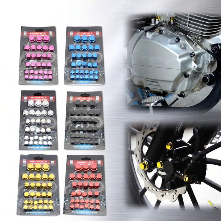 PowerMotor 1 Set Motorcycle Screw Nut Bolt Cap Screw Cover Decorative Parts Modification Accessories Suitable For Car Styling Cover - one-size - View 10