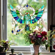 1 Piece European Light Luxury Style Colorful Parrot Window Cling, No Glue Static Cling, Balcony Window Decoration Sunshade Sticker, Home Floor-To-Ceiling Window Kitchen Glass Decal - Multicolor - View 3