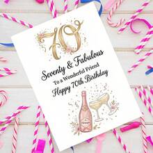 1PC-70th Birthday Greeting Card With Envelope - Champagne Theme Greeting Card Specially Designed For Women, Perfect For Friends, Sisters Or Mothers, Great Gift For Party Celebration - A - View 4