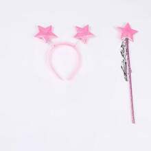1 Set 2pcs Star Fairy Magic Wand With Princess Headband, Performance & Photography Props, Halloween Costume Gift, Birthday Party Gift, Gathering Gift - Multicolor - View 3