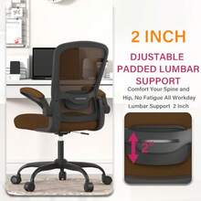Silla de oficina ergonómica con soporte lumbar ajustable, silla de computadora de malla, respaldo alto, reposabrazos abatibles, sillas de trabajo aprobadas BIFMA, silla ejecutiva para oficina en casa - Caramelo - Ver 8