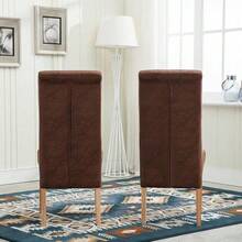 Mcc Direct Set Of 2 Linen Fabric Dining Chairs Roll Top Scroll High Back For Home & Commercial Restaurants - Brown - View 11