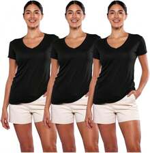 Alfani Playera para Mujer Cuello V, Manga Corta, 3Pack Multicolor - Negro - Ver 10
