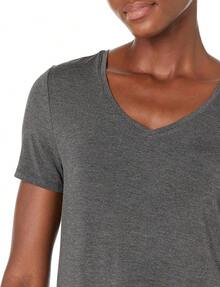 Essentials Túnica de Manga Corta con Cuello en V, Disponible en Paquetes de 2 Camisa Tipo túnica para Mujer - Rojo - Ver 3