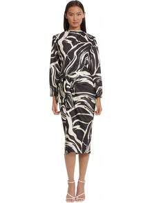 Donna Morgan Vestido Cruzado Midi de Manga Larga Vestido de cóctel para Mujer - Negro, crema (black/Cream) - Ver 7
