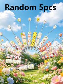 1/3/5/10/20pcs Multi-Color Flower & Mushroom Series Ballpoint Pens With Black Ink, Smooth Writing, Full Rhinestone Cover, Creative DIY Beaded Jewelry Pens, School Office Study Supplies Gift - Multicolor - View 25