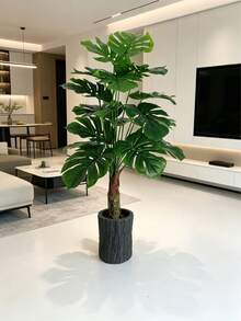 35 Inch Plastic Artificial Greenery, Bionic Tree Stump Base Anti-Tip, No Watering Required, Living Room Entryway Display Window Decor, Indoor Decoration (Pot Base Not Included) - Multicolor - View 7