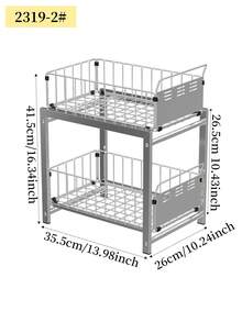1 pieza Estante de almacenamiento estilo cajón, organizador extraíble, estante de almacenamiento multifuncional de doble capa para artículos diversos, estante de almacenamiento estilo cajón con múltiples compartimentos para el fregadero, adecuado para cocina, baño, almacenamiento y organización del hogar, decoración del hogar, regalo para el hogar, decoración de la habitación - Multicolor - Ver 7
