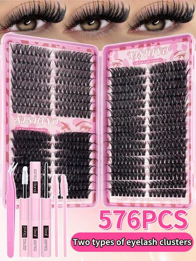 ชุดขนตาปลอม DIY ความหนาแน่นสูง 576 ชิ้น (10-16 มม., D-Curl, สไตล์ธรรมชาติ, หนาและฟูมาก, สมุดขนตาหนาแน่น, เหมาะสำหรับการใช้งานประจำวันและผู้เริ่มต้น, ชุดขนตาปลอมแบบผสม, ขนตาปลอม, ขนตาปลอม)