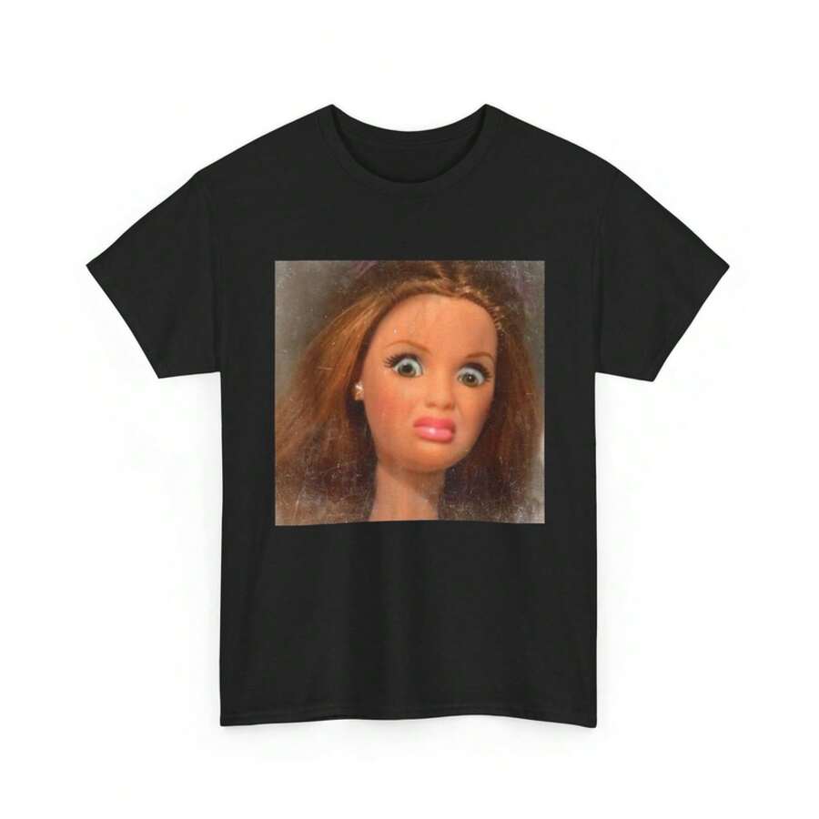 Funny Disgusting Doll Face Meme T-Shirt - 黑色 - 查看 1