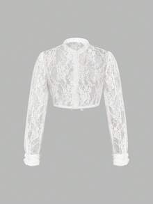 ii German Munich Beer Festival Vintage Lace Cropped Top White Fall - White - View 2