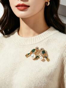 1 Pair Magpie Brooch, High-End Fashion Creative Pin, Versatile Clothing Accessory - Gold - View 2