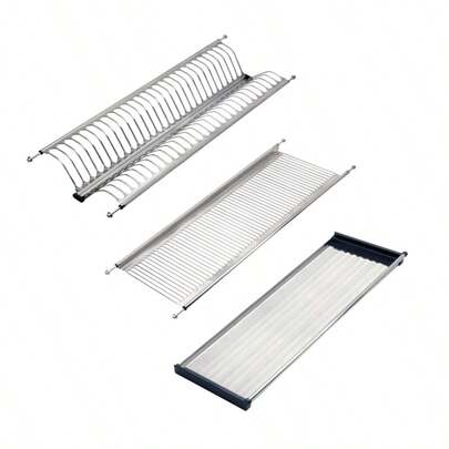 Miroytengo Escurreplatos 80 cm Escurridor acero inoxidable cocina gris estante superior platos e inferior tazas cubiertos para módulos altos modernes ordenados 77x12x25 cm manual montaje y tornillería incluidos De 2 a 3 días de envio