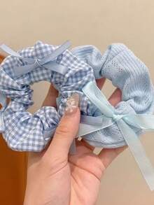 3pcs Women's Ball Hair Ties, Fresh Style Oversized Floral Fairy Elegant Hair Scrunchies, Back To School - Multicolor - View 4