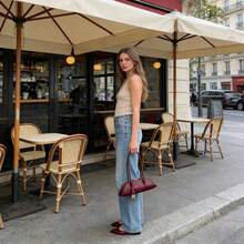 JW Fashion Handbag 2026 New European & American Vintage Boston Bag Large Capacity Bowling Bag Women Niche High-End Underarm Bag Baguette Shoulder Bag Commuting/Shopping/Date/Daily/Outdoor Leisure Bag - Burgundy - View 10