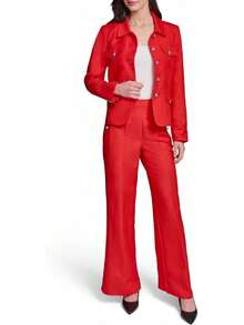 Front Pockets Classic Lightweight Blazer Chaqueta Deportiva Mujer - Manzana roja - Ver 2