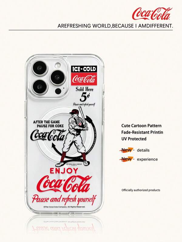 Coca-Cola Funda de teléfono clásica, llena de vitalidad y pasión, hecha de materiales ligeros, con diseño antiarañazos, antideslizante y antigolpes, que protege la funda de tu teléfono en estilo de anime de dibujos animados, compatible con Apple 17, 17 Air, 17 Pro, 17 Pro Max, 11, 12, 13, 15, 16 Pro, 16 Pro Max, 14 Plus, 15 Plus, 16 Plus, 15 Pro, 16 Max, XR esperando el modelo. Adecuado para regalar a amigos y familiares