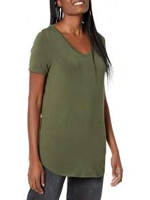 Essentials Túnica de Manga Corta con Cuello en V, Disponible en Paquetes de 2 Camisa Tipo túnica para Mujer - Azul marino - Ver 6