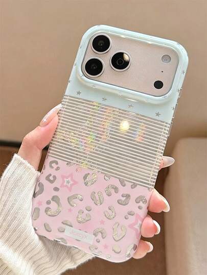 Étui de téléphone créatif avec étoiles, rayures et imprimé léopard, compatible avec iPhone 17 Pro Max, 16, 15, 14, 13 Pro Max, 12, 11, texture glaciale artistique de luxe, coque de protection souple