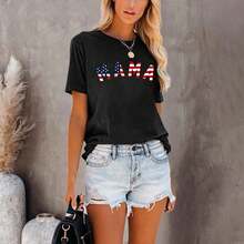 Camiseta de manga corta con estampado de leopardo para mujer, camiseta de mamá con estampado de guepardo. - Negro - Ver 3