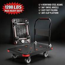 1200 Lb Heavy-Duty Folding Trolley, Silent 360° Rotating TPR Wheel Trolley, 4 Reinforced Steel Beams And Anti-Slip Platform - View 10