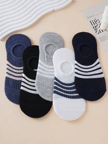 5 Pairs Spring/Summer New Anti-Odor Sweat-Absorbent Thin Durable Breathable Striped Short Boat Socks For Men And Women - Multicolor - View 4