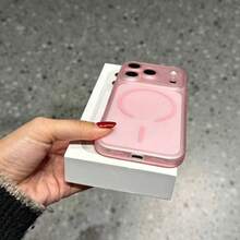 1件裝頂級極簡親膚半透明磨砂粉色手機殼，適用於 Apple 18Pro Max 18Pro 17 Pro Max Air 16 15 14 13 12 Pro Max/Plus，支援無線充電，磁吸磨砂半透明防震防摔軟保護殼 - 淺粉色 - 查看 5