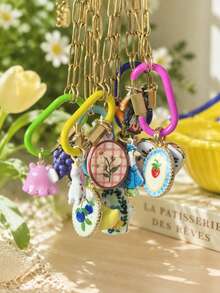 1pc DIY Colorful Summer Oil Drop Cute Animal & Plant Pendant Necklace, Fashion Pastoral Style, Dopamine Style Fashion Necklace, Stainless Steel Vacuum Plated 18k Gold, Displaying Women's Fashion Charm Item, Pendant For Jewelry Making, High-End Jewelry, Stainless Steel Accessory - Multicolor - View 4