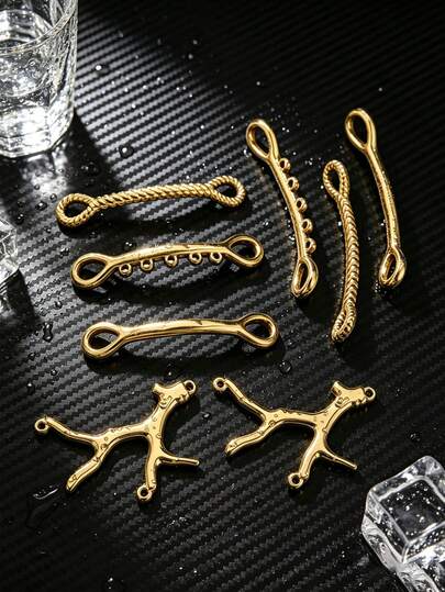 1 Pc Stainless Steel 18K Gold-Plated Versatile Bar Branch Connector Pendant Waterproof And Non Fading Bracelet Necklace DIY Jewelry Making Supplies