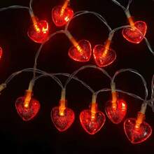 Valentine's Day Heart-Shaped String Lights, Romantic Red Heart Hanging Decor For Proposal Atmosphere, Wedding Tabletop Decoration LED - Warm white light - View 3