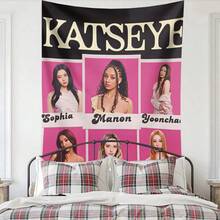 This Retro-Style Girl Group Photo Collage Tapestry Features A Pink And Black Color Scheme And Displays The Members' Portraits And Names; Suitable For Wall Decor In Living Rooms, Bedrooms, Or Offices. - Multicolor - View 5