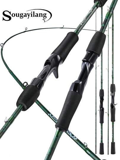 SOUGAYILANG 1.68/1.8M Carbon Fiber Fishing Rod With Ceramic Guides, High Sensitivity Ultralight Pole With Comfortable EVA Handle,Spinning&Casting Rod For Bass/Trout/Saltwater&Freshwater