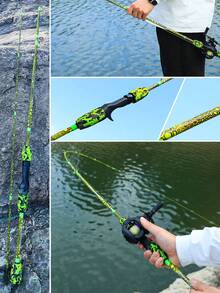 SOUGAYILANG Carbon Fiber Casting Fishing Rod, 1.68M/1.8M Baitcasting Rod With EVA Camo Grip, Perfect Green Honeycomb Camo Spinning Rod, Portable Freshwater Saltwater Fishing Rod - Green - View 8