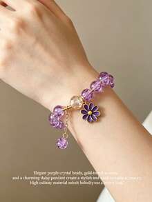 Daisy Bloom Floral Bracelet - Versatile Elegant Fashion Sunflower Pendant Jewelry Accessory - Multicolor - View 2