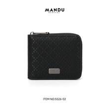 MANDU Men's Plaid Wallet RFID Men's Wallet Casual Purse Personalized Card Holder Card Clip - Black - View 9