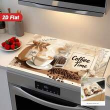 1pc 2D Coffee Theme Kitchen Countertop Mat, Diatomaceous Earth Material, Highly Absorbent, Suitable For Tableware, Coffee Machine, Microwave, Etc. Fashionable Watercolor Design, Ideal Choice For Modern Kitchen. - Multicolor - View 4