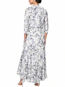 Alex Evenings Vestido Largo de Gasa Estampado con Chal Vestido para Ocaciones Especiales para Mujer - Real - Ver 2