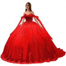 Vestidos de quinceañera de lujo con hombros descubiertos y apliques de encaje hinchado, vestido de baile precioso dulce 16 vestidos - Borgoña Deep - Ver 20