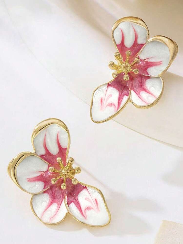 Women's Earrings - Small Flower Water Drop Design Studs, Versatile And Suitable For All Occasions - Multicolor - View 5