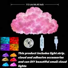 مصباح ليلي LED ثلاثي الأبعاد على شكل سحابة رعدية متزامن مع الموسيقى - شريط LED ذكي RGB، مناسب لغرفة النوم وغرفة الألعاب والحفلات - يعمل بالطاقة USB، قابل للتثبيت على الحائط/السقف، إضاءة أجواء حالمة نابضة بالحياة، مصباح سحابة لغرفة النوم، إضاءة متغيرة الألوان - RGB - مشاهدة 2