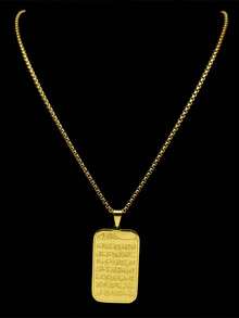Islam Arabic Letter Medal Dog Tag Pendant Necklace For Women Men Stainless Steel Gold Color God Chain Jewelry - Necklace - View 5