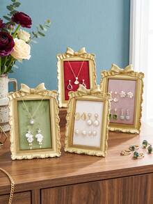 1PC European Style Gilded Embossed Frame Ring Holder (Jewelry Not Included), Resin Display Stand For Home Vanity, Jewelry Display & Storage, Wedding Display Rack, Luxury Storage Decor, Makeup Table Jewelry Display & Storage, Earring Holder, Suitable For Jewelry, Necklace, Bracelet, Earring Storage & Display - Gold - View 11