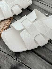 Classic Women's Lightweight Comfortable Beach Sandals Square Toe Roman Style - White - View 6