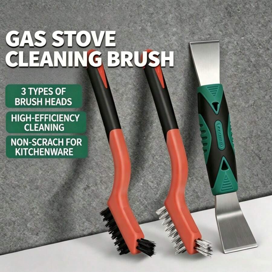 3pcs Cleaning Scraper Blades Glue Remover Small Scraper For Range Hood, Pot Bottom, Stove Top, Stainless Steel Scraper Cleaning Tool For Tile, Floor And Wall Cleaning, Decorative Scraper For Home And Commercial Use, Floor Cleaning Tool, Modern Cleaning Tool, Durable Structure With Non-Slip Handle, Manual Scraper Tool For Kitchen, Bathroom, Tile - A - View 1