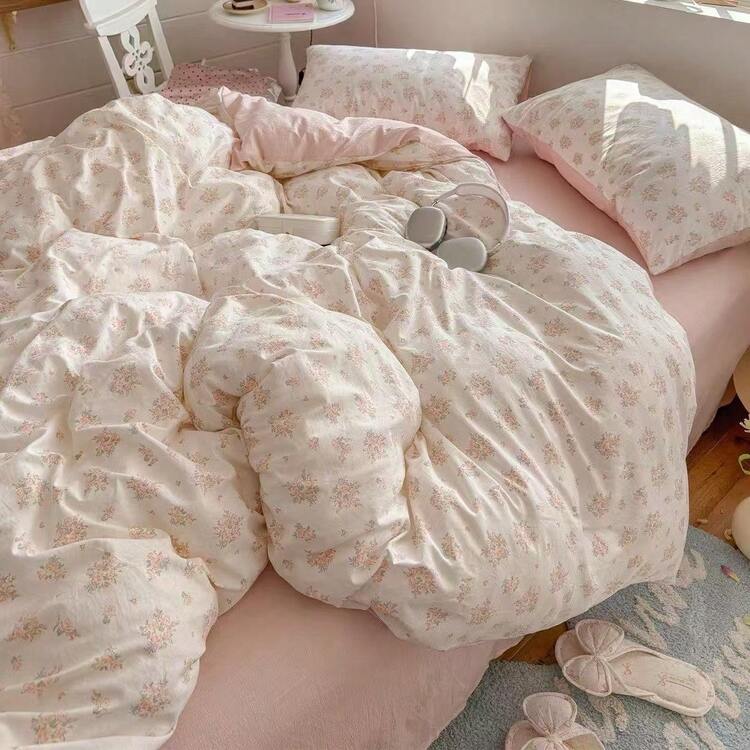 3pc 100% Polyester Fresh Style Girl Pink Floral Duvet Cover Set 2 Pillowcases + 1 Duvet Cover Set Combination (No Bed Sheet) - Spring Limited - View 4