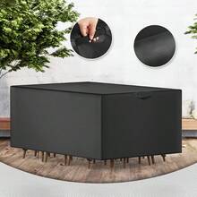 Garden Furniture Cover With 2 Handles, Patio Furniture Cover, Square Table And Chair Furniture Cover, Durable And Thickened Polyester Material, UV Resistant, Essential For Patio Owners - Black - View 5
