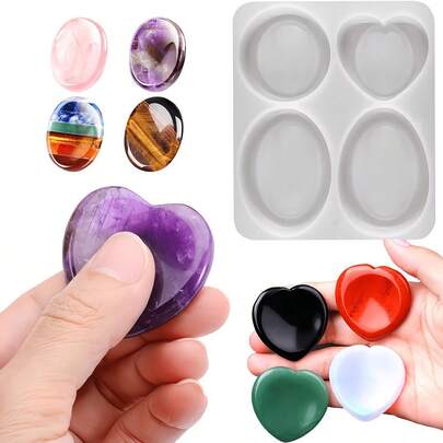 1pc 4 Different Shapes DIY Thumb Stress Relief Resin Silicone Molds, For Pressure Relief Pocket Stone Epoxy Resin Casting Molds, Plaster Molds