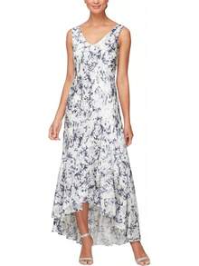 Alex Evenings Vestido Largo de Gasa Estampado con Chal Vestido para Ocaciones Especiales para Mujer - Real - Ver 3